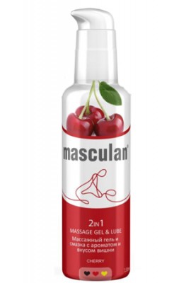 Массажный гель + лубрикант со вкусом вишни "MASCULAN", 130 г.